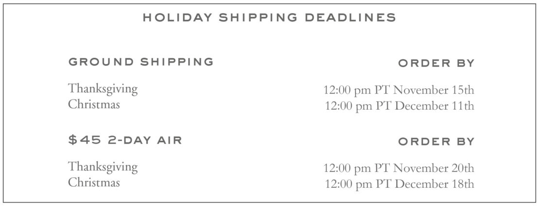 holiday shipping deadlines 2024